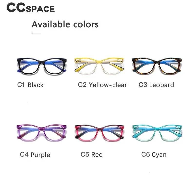 CCspace Youth's Unisex Full Rim Square Tr 90 Titanium Eyeglasses 54524