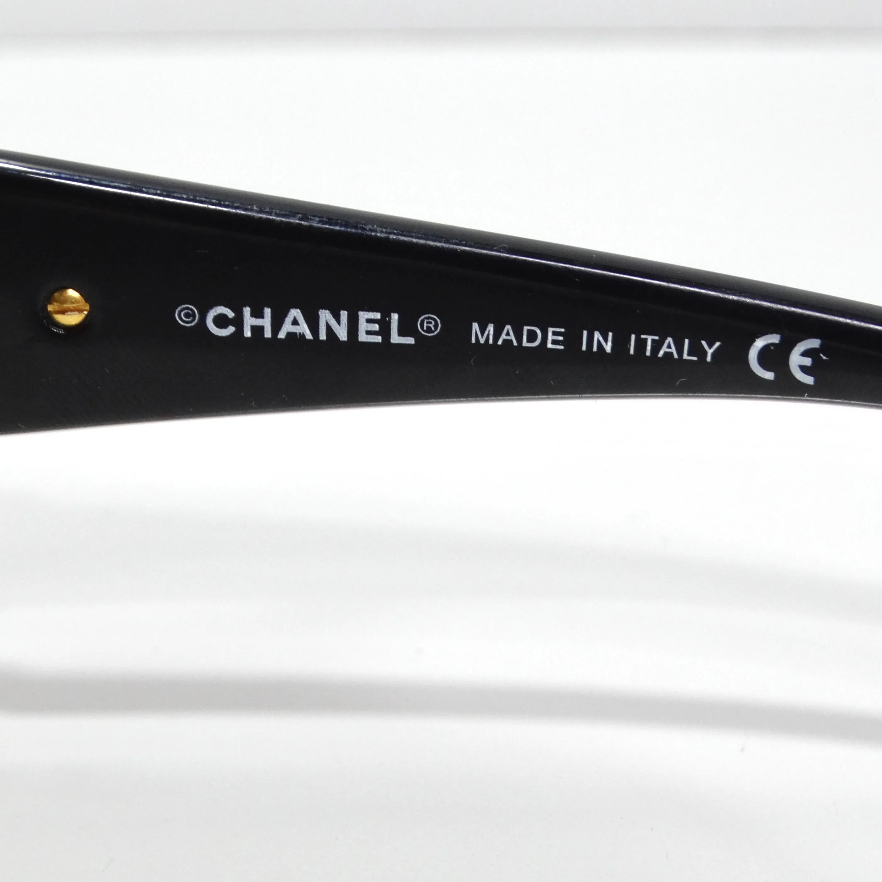 Chanel 1990s Gold Tone Camelia Shield Sunglasses