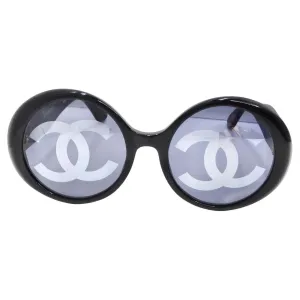 Chanel 1993 Black CC Logo Round Lens Sunglasses