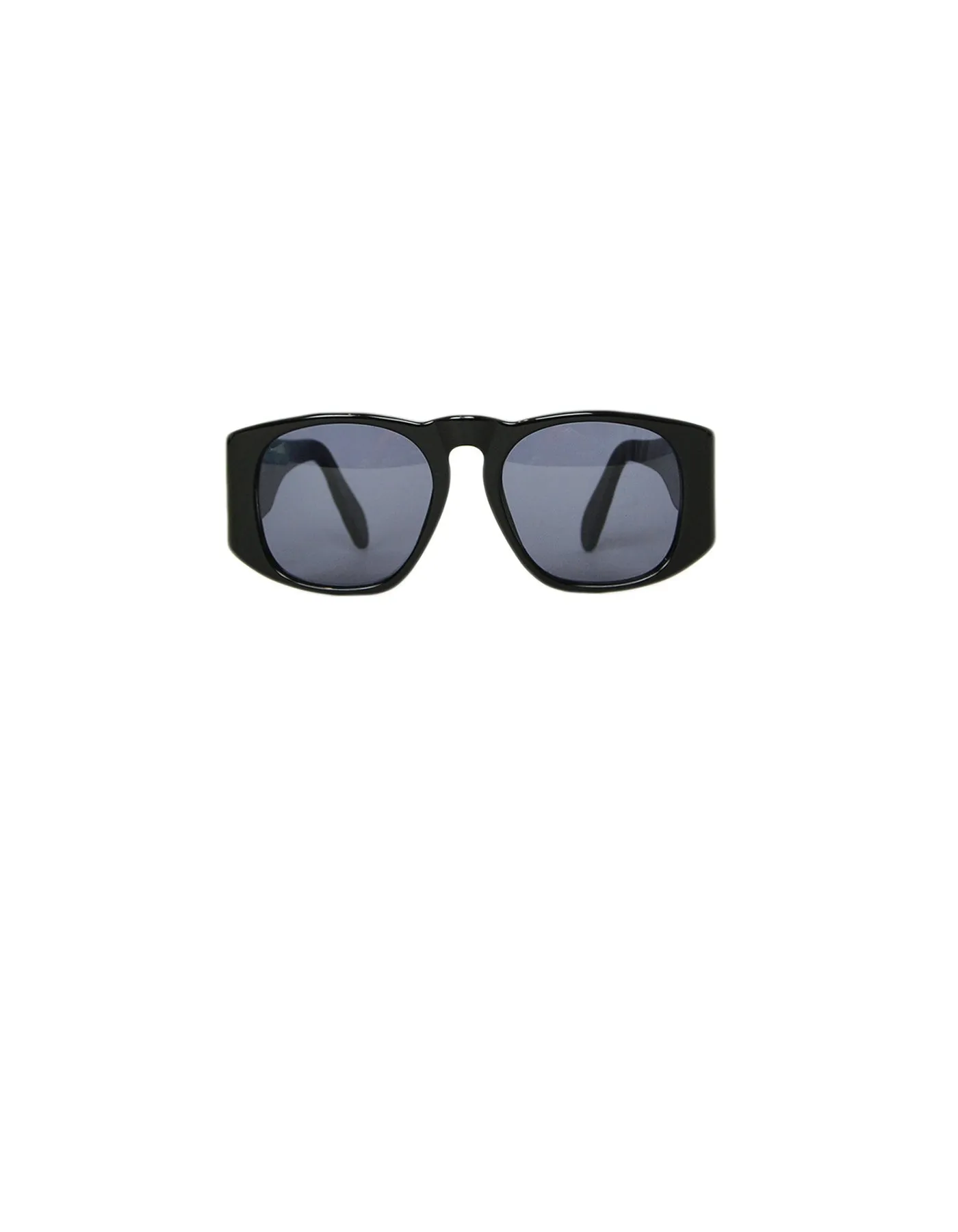 Chanel '90s Vintage Black Acetate Sunglasses w/ CC and Quilted Arms