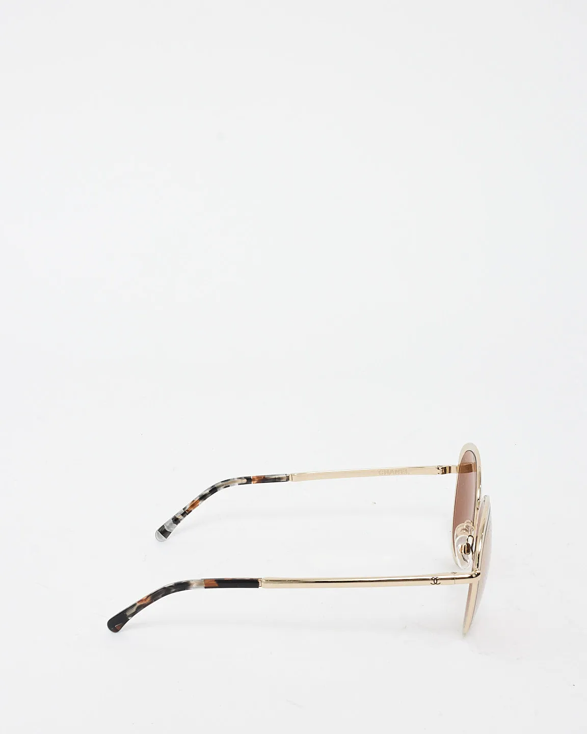 Chanel Gold Rose Mirrored Round Lens C.395/T6 Sunglasses