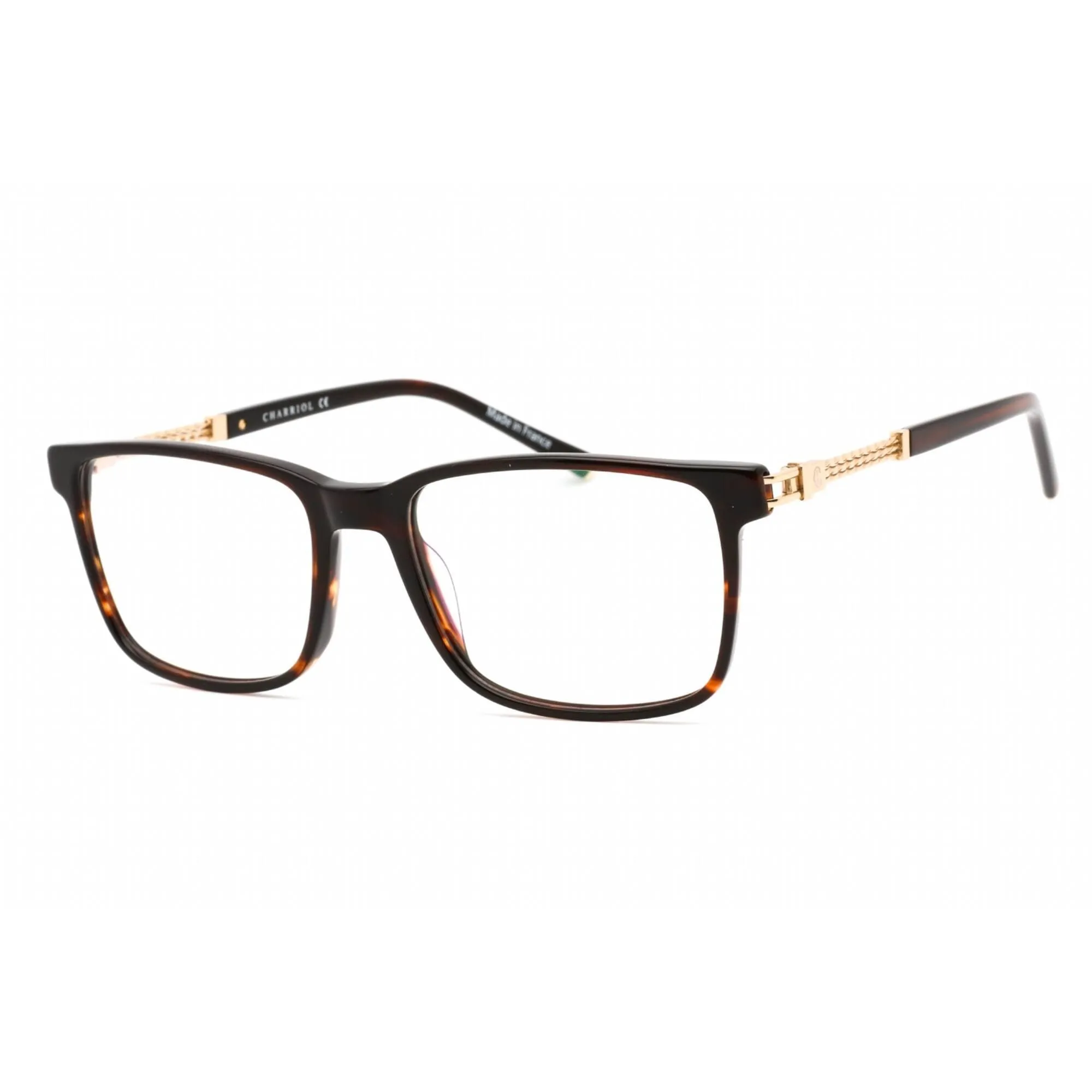 Charriol Men's Eyeglasses - Dark Tortoise Rectangular Plastic Frame | PC75092 C02