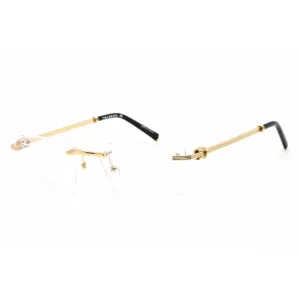Charriol Men's Eyeglasses - Shiny Gold and Silver Rectangular Titanium | PC75081 C01