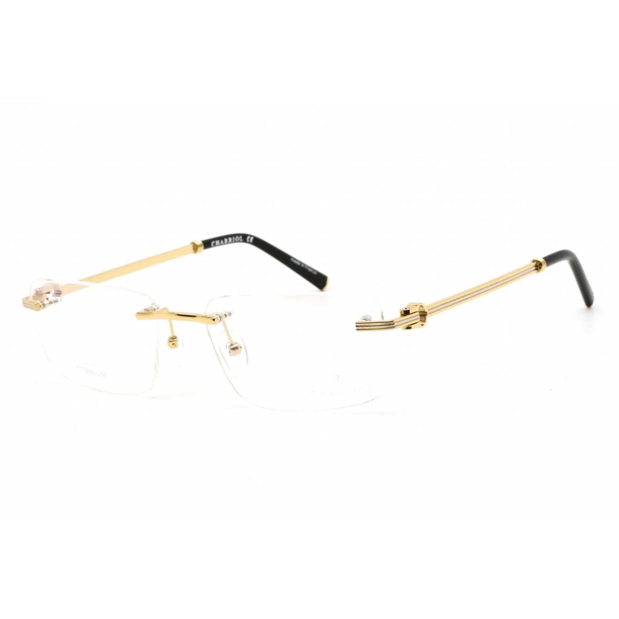 Charriol Men's Eyeglasses - Shiny Gold and Silver Rectangular Titanium | PC75081 C01