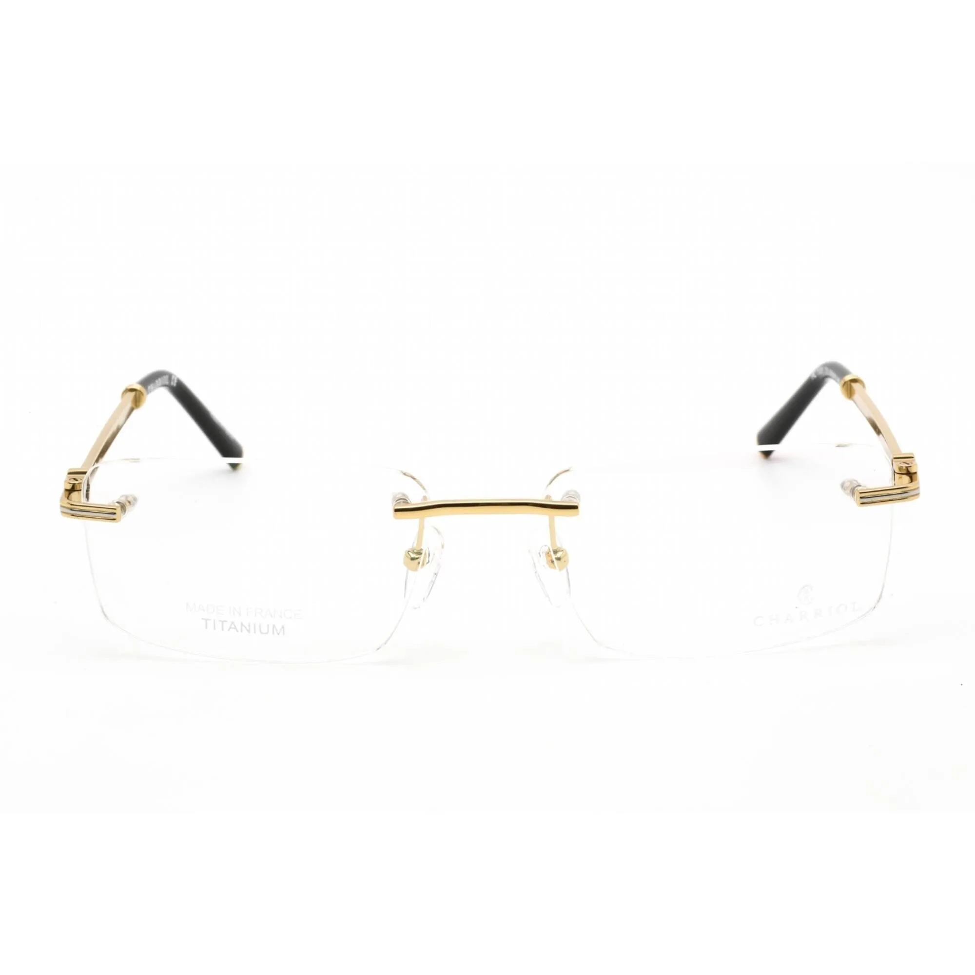 Charriol Men's Eyeglasses - Shiny Gold and Silver Rectangular Titanium | PC75081 C01