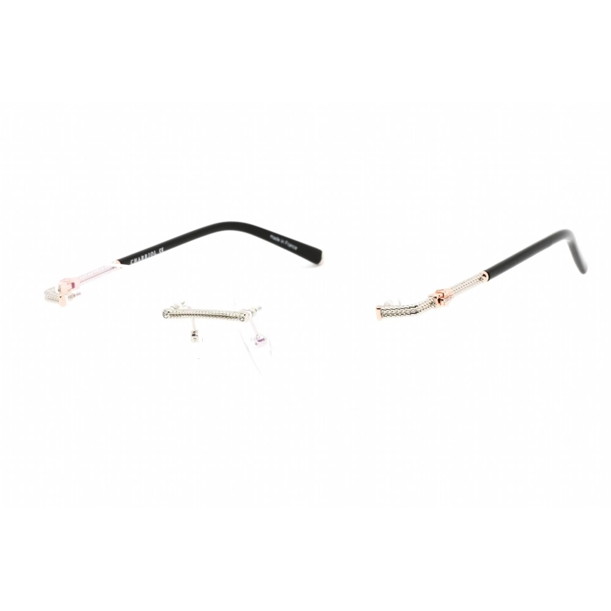 Charriol Men's Eyeglasses - Shiny Silver/Pink Gold Metal Cat Eye Frame | PC71044 C02
