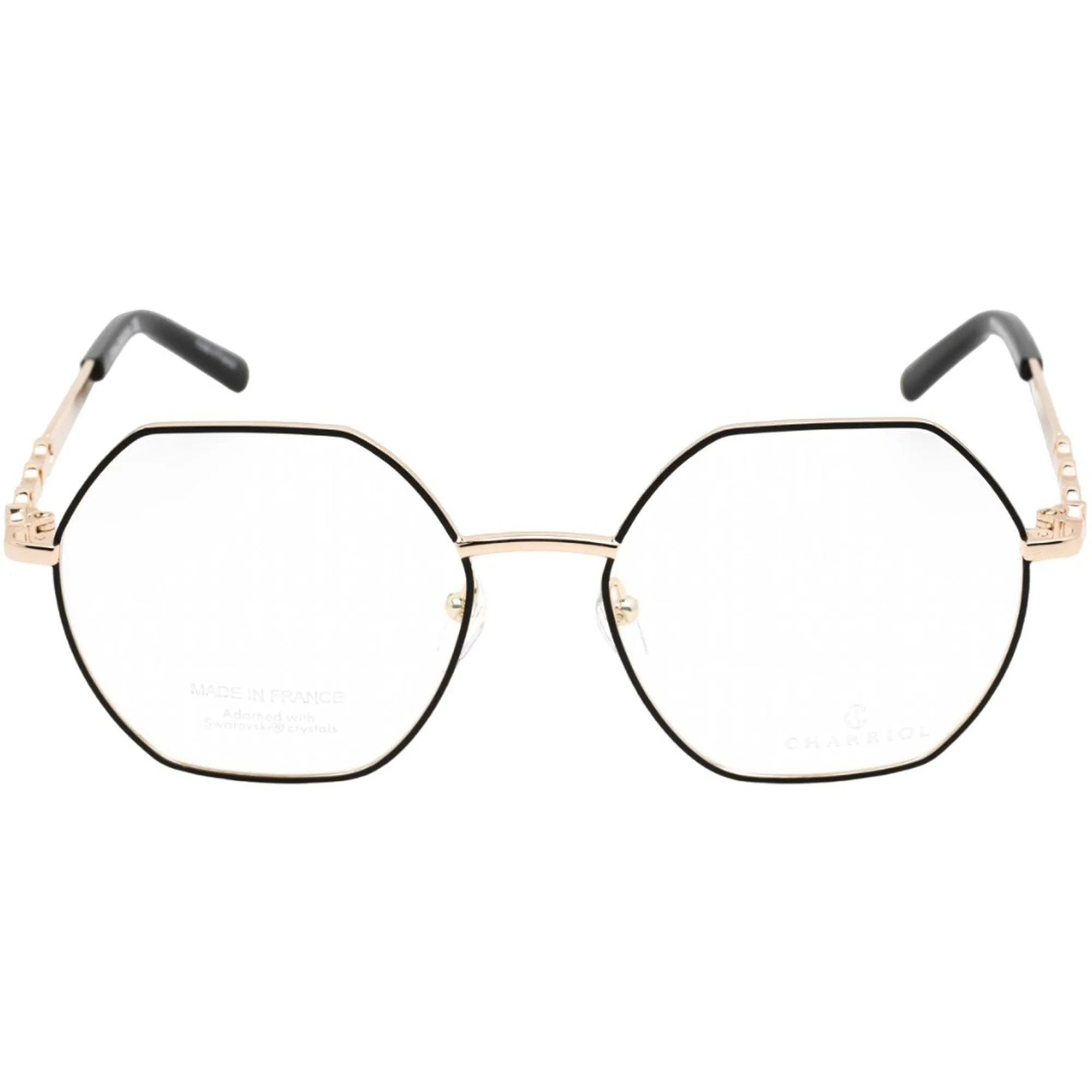Charriol Women's Eyeglasses - Clear Lens Shiny Gold and Black Frame | PC71038 C02