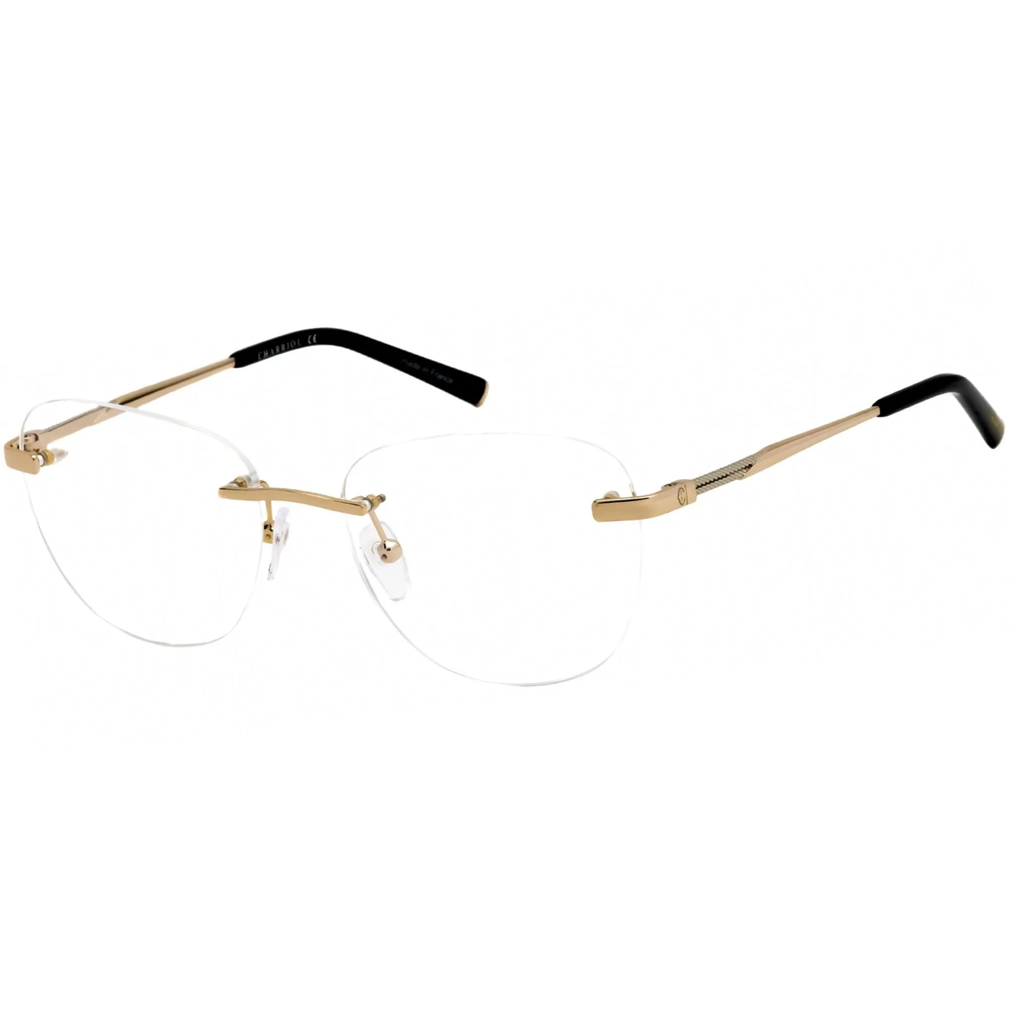 Charriol Women's Eyeglasses - Shiny Gold and Black Oval Metal Frame | PC71030 C01