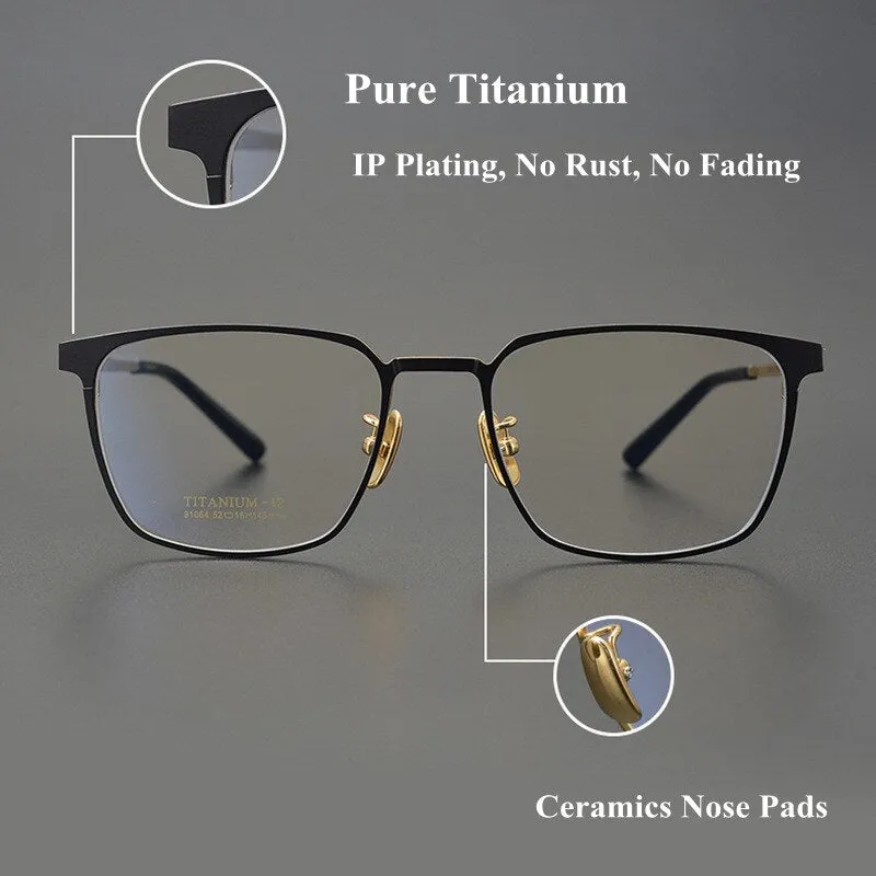 Chashma Men's Full Rim Square Titanium Eyeglasses 91064