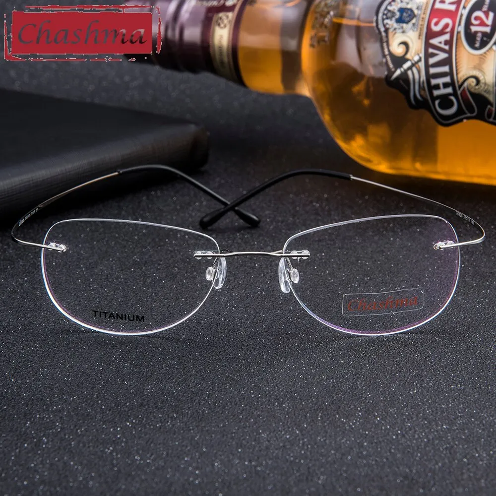 Chashma Men's Rimless Square Titanium Eyeglasses 6009