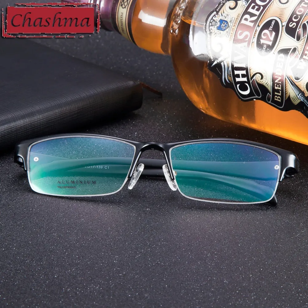 Chashma Men's Semi Rim Wide Square Alloy Eyeglasses 6177