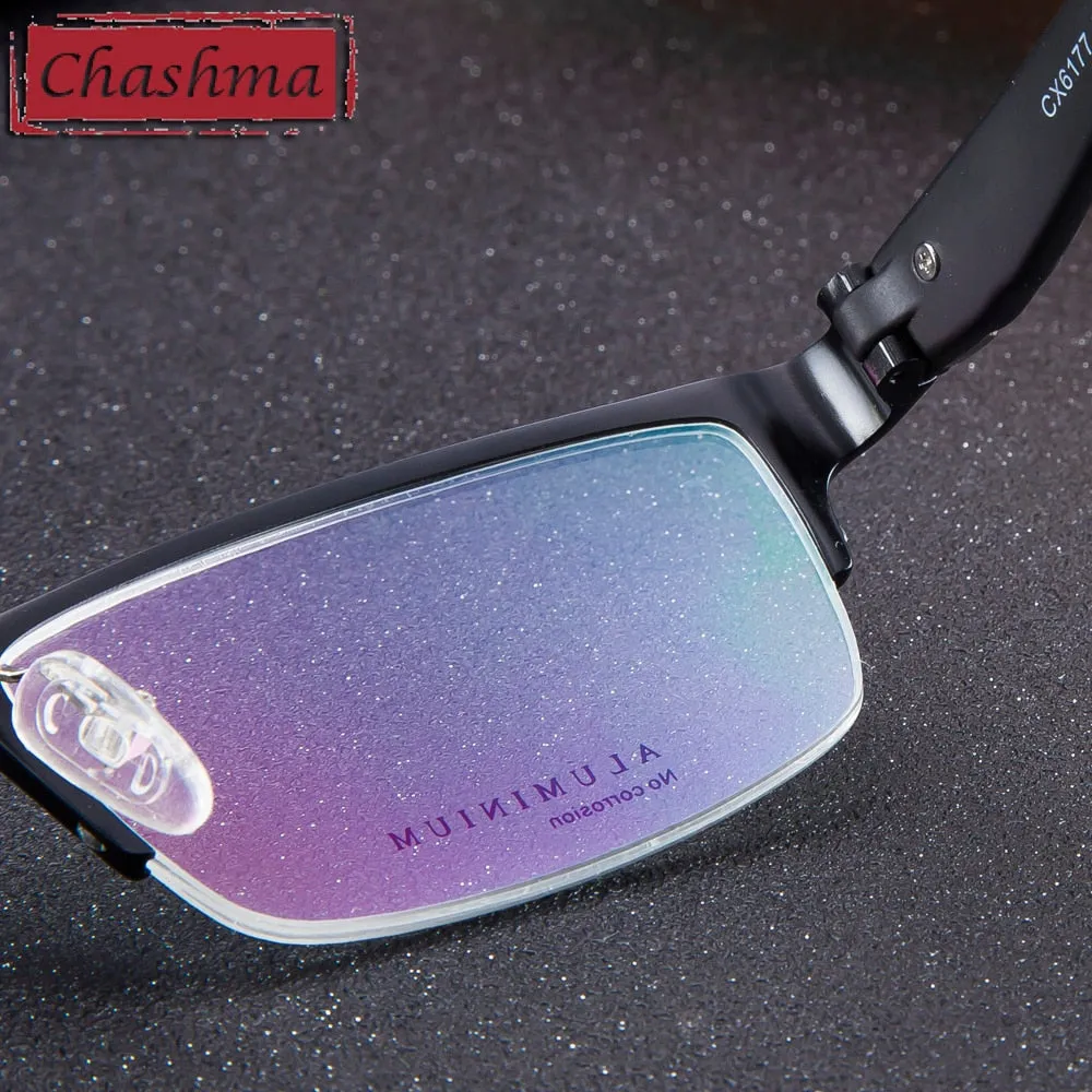 Chashma Men's Semi Rim Wide Square Alloy Eyeglasses 6177