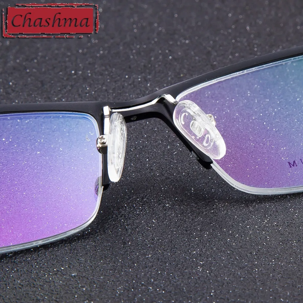 Chashma Men's Semi Rim Wide Square Alloy Eyeglasses 6177