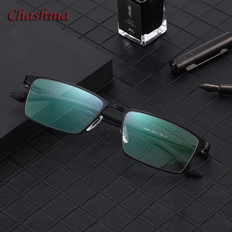 Chashma Ochki Men's Full Rim Square Alloy Eyeglasses 9386