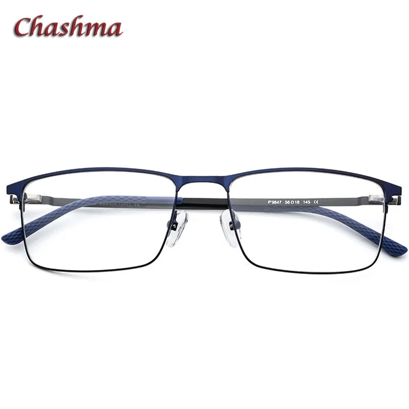 Chashma Ochki Men's Full Rim Square Titanium Alloy Eyeglasses 9847