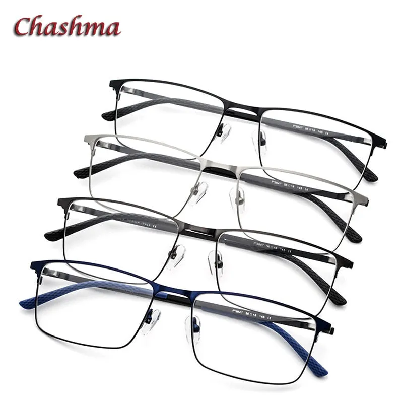 Chashma Ochki Men's Full Rim Square Titanium Alloy Eyeglasses 9847