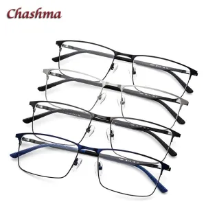 Chashma Ochki Men's Full Rim Square Titanium Alloy Eyeglasses 9847
