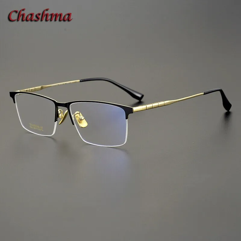 Chashma Ochki Men's Full Rim Square Titanium Eyeglasses 91036