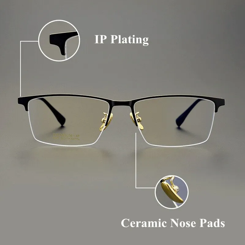 Chashma Ochki Men's Full Rim Square Titanium Eyeglasses 91036
