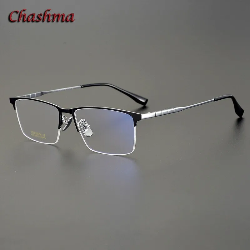 Chashma Ochki Men's Full Rim Square Titanium Eyeglasses 91036