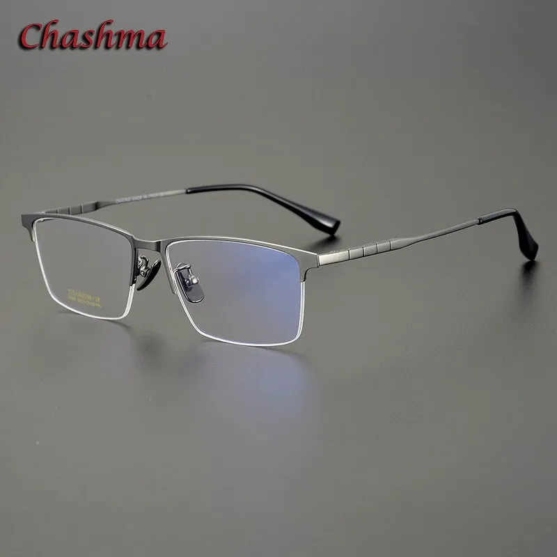 Chashma Ochki Men's Full Rim Square Titanium Eyeglasses 91036