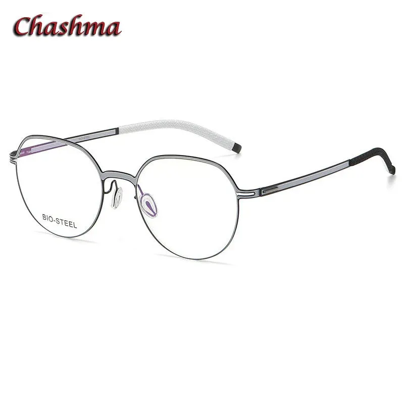 Chashma Ochki Unisex Full Rim Flat Top Round Tr 90 Titanium Eyeglasses 460
