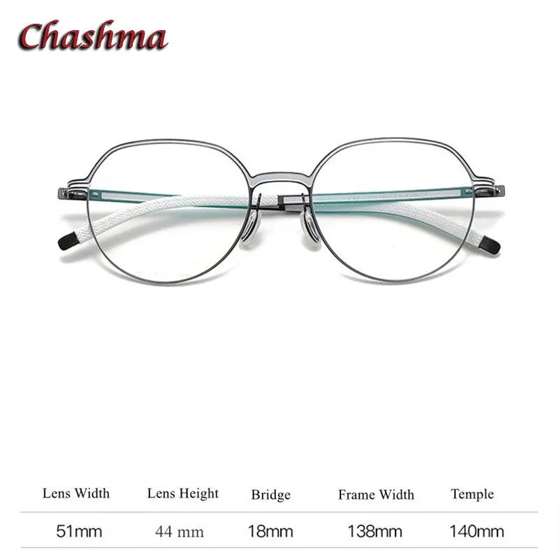 Chashma Ochki Unisex Full Rim Flat Top Round Tr 90 Titanium Eyeglasses 460