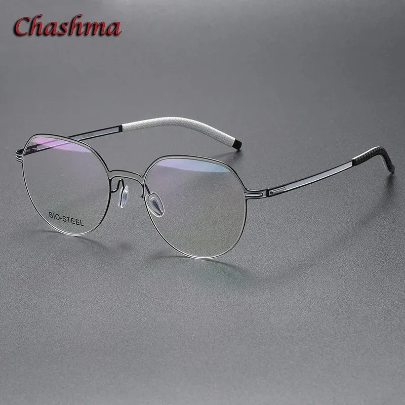 Chashma Ochki Unisex Full Rim Flat Top Round Tr 90 Titanium Eyeglasses 460