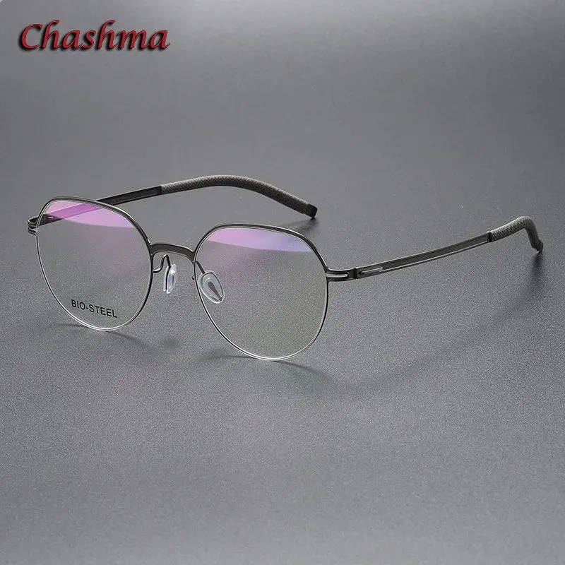 Chashma Ochki Unisex Full Rim Flat Top Round Tr 90 Titanium Eyeglasses 460