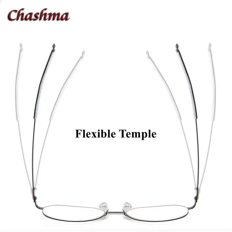 Chashma Ochki Unisex Full Rim Flat Top Round Tr 90 Titanium Eyeglasses 460