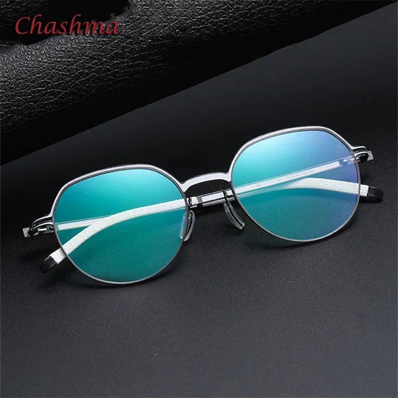Chashma Ochki Unisex Full Rim Flat Top Round Tr 90 Titanium Eyeglasses 460