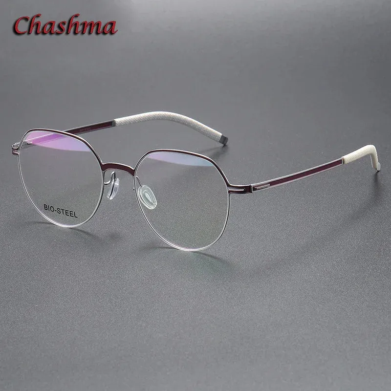 Chashma Ochki Unisex Full Rim Flat Top Round Tr 90 Titanium Eyeglasses 460