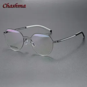Chashma Ochki Unisex Full Rim Flat Top Round Tr 90 Titanium Eyeglasses 460