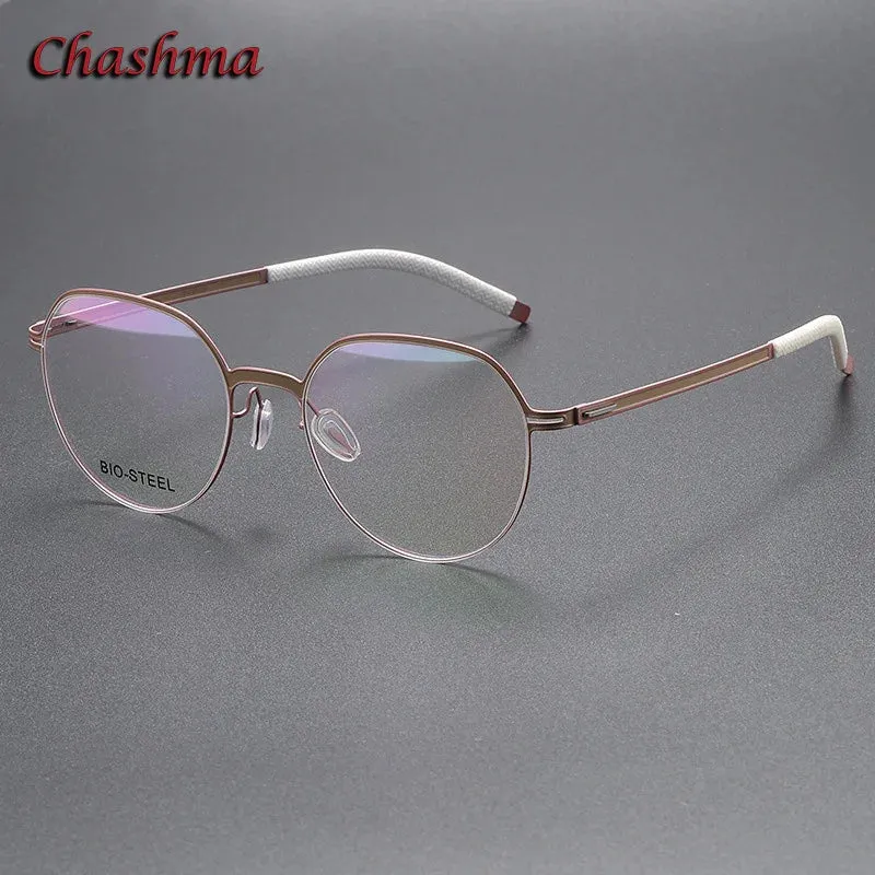 Chashma Ochki Unisex Full Rim Flat Top Round Tr 90 Titanium Eyeglasses 460