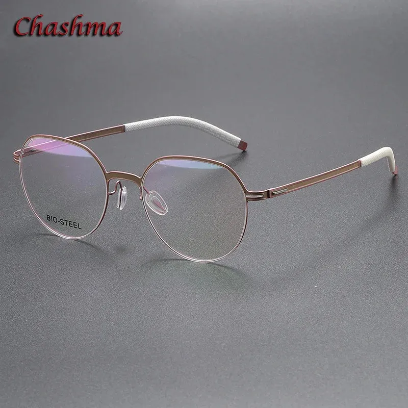 Chashma Ochki Unisex Full Rim Flat Top Round Tr 90 Titanium Eyeglasses 460