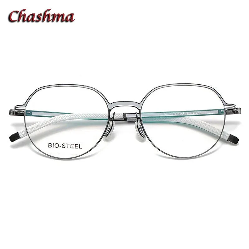 Chashma Ochki Unisex Full Rim Flat Top Round Tr 90 Titanium Eyeglasses 460