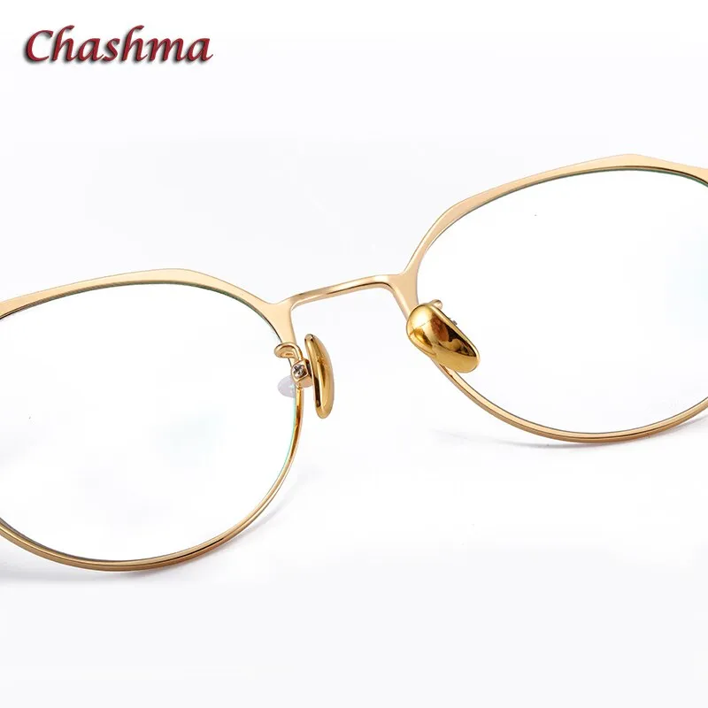 Chashma Ochki Unisex Full Rim Irregular Round Titanium Eyeglasses 6105