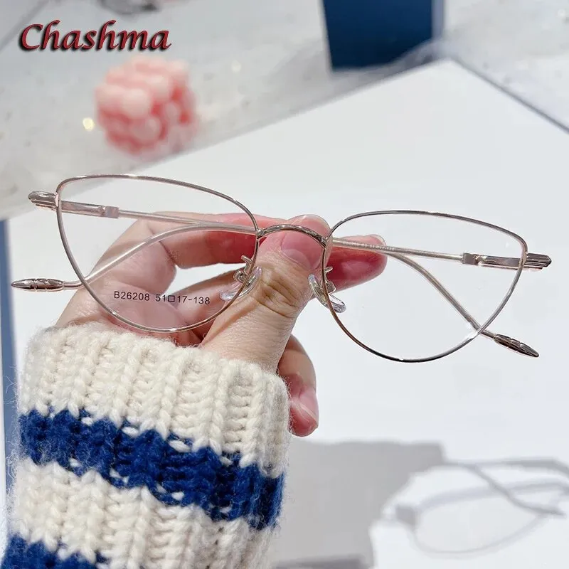 Chashma Ochki Women's Full Rim Cat Eye Stainless Steel Eyeglasses 26208