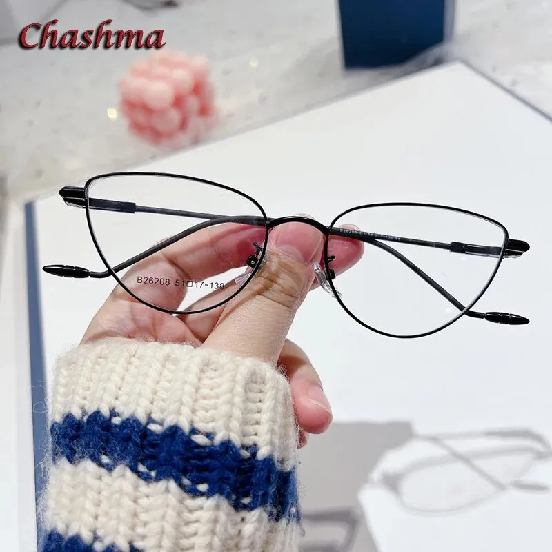 Chashma Ochki Women's Full Rim Cat Eye Stainless Steel Eyeglasses 26208