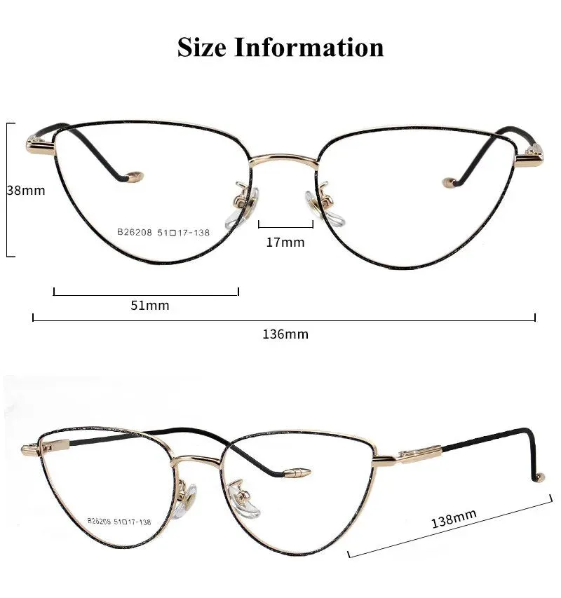 Chashma Ochki Women's Full Rim Cat Eye Stainless Steel Eyeglasses 26208
