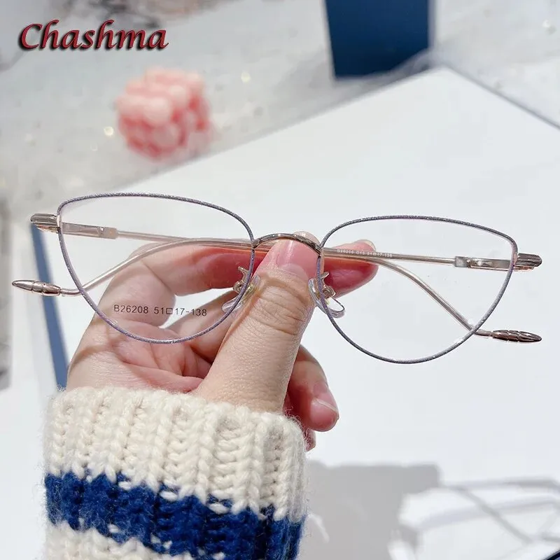 Chashma Ochki Women's Full Rim Cat Eye Stainless Steel Eyeglasses 26208