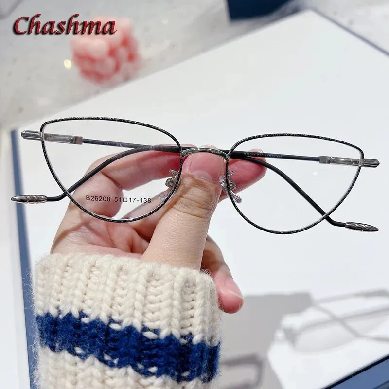 Chashma Ochki Women's Full Rim Cat Eye Stainless Steel Eyeglasses 26208