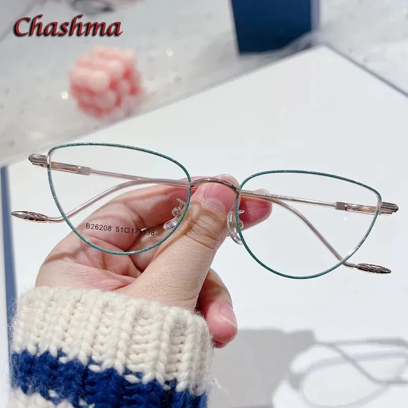 Chashma Ochki Women's Full Rim Cat Eye Stainless Steel Eyeglasses 26208