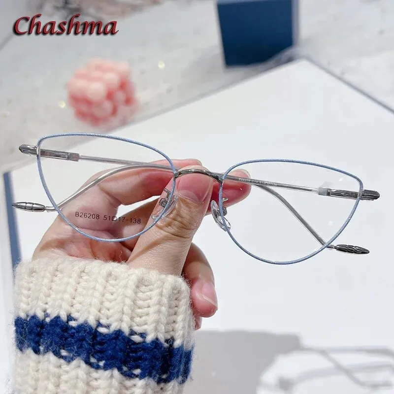 Chashma Ochki Women's Full Rim Cat Eye Stainless Steel Eyeglasses 26208