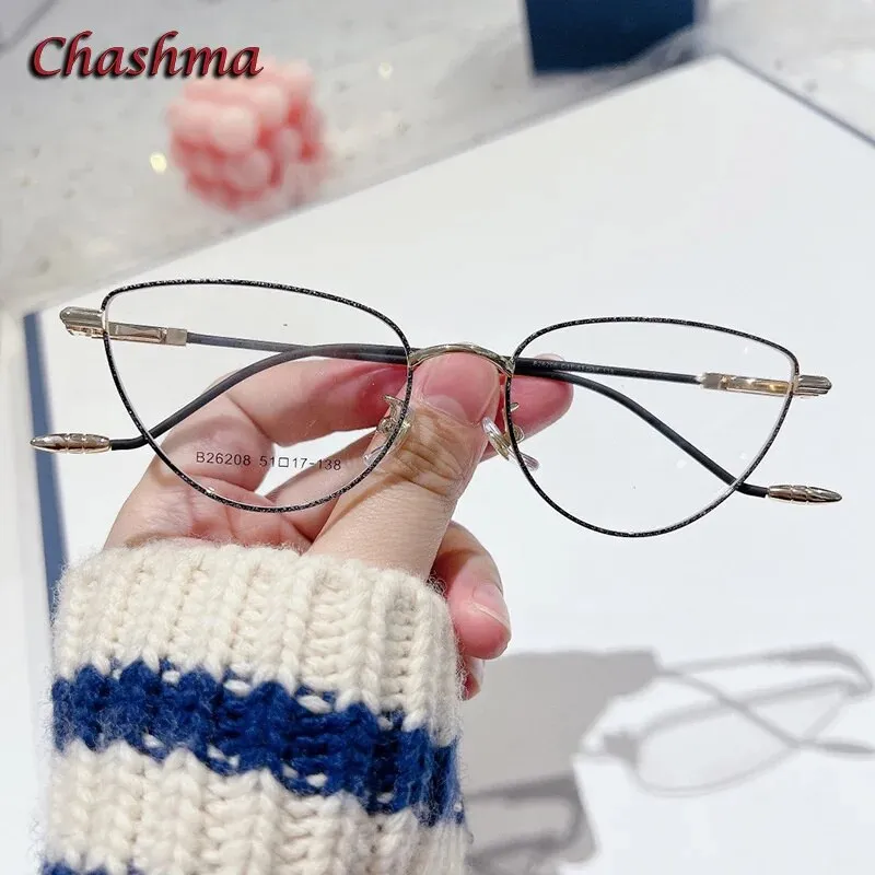 Chashma Ochki Women's Full Rim Cat Eye Stainless Steel Eyeglasses 26208