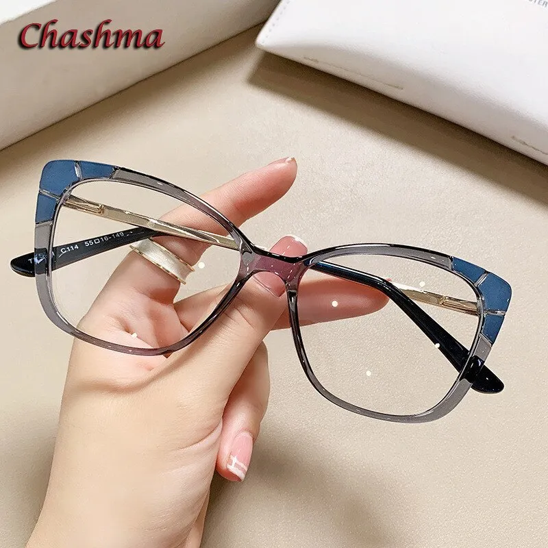 Chashma Ochki Women's Full Rim Cat Eye Tr 90 Titanium Eyelgasses 7572