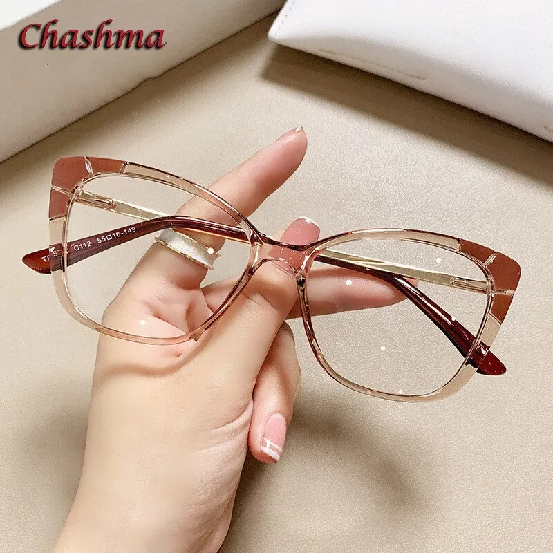 Chashma Ochki Women's Full Rim Cat Eye Tr 90 Titanium Eyelgasses 7572