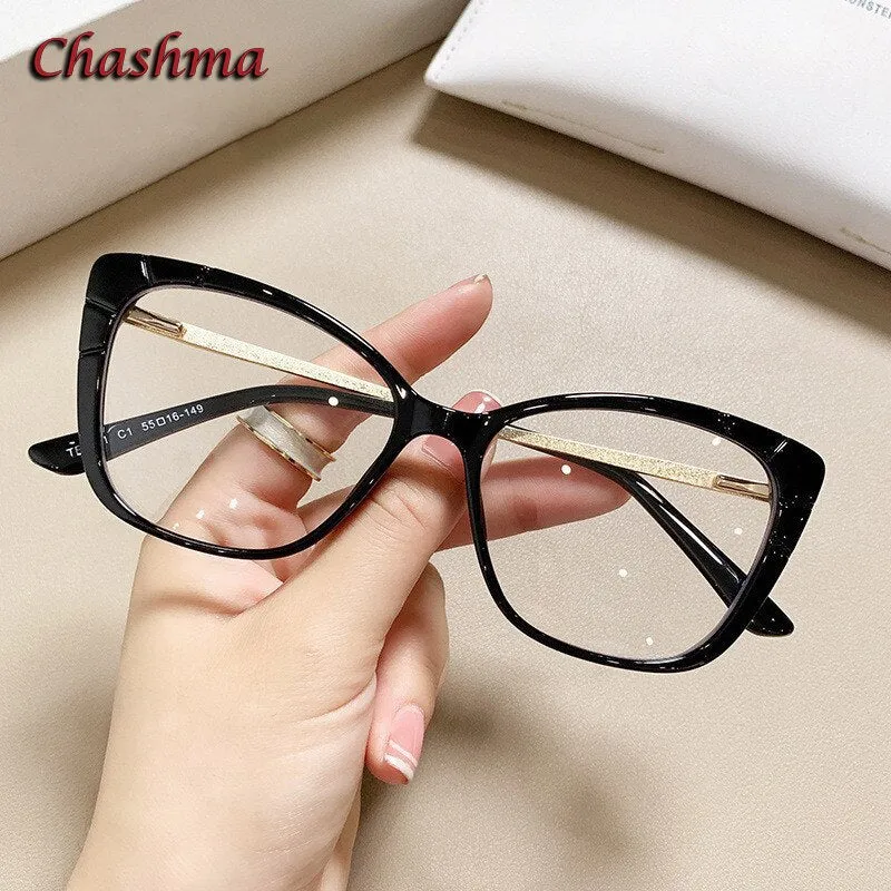 Chashma Ochki Women's Full Rim Cat Eye Tr 90 Titanium Eyelgasses 7572
