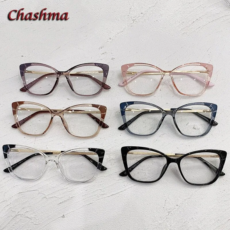 Chashma Ochki Women's Full Rim Cat Eye Tr 90 Titanium Eyelgasses 7572