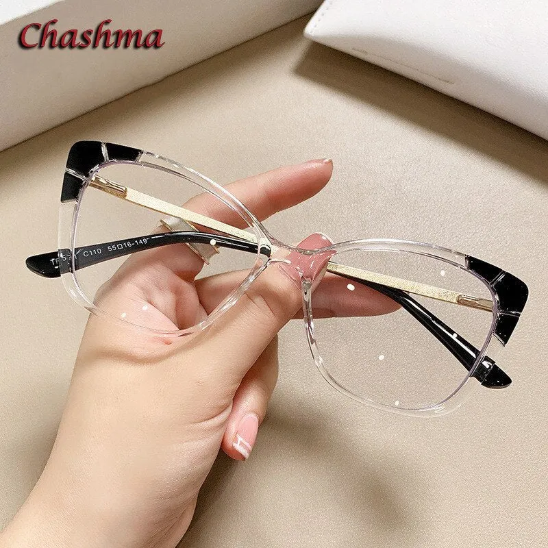 Chashma Ochki Women's Full Rim Cat Eye Tr 90 Titanium Eyelgasses 7572